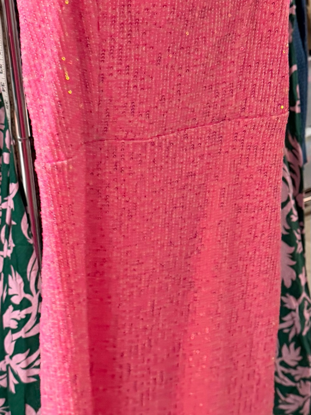 Crystal Doll Hot Pink Tweed Pencil Skirt with Sequin Detail